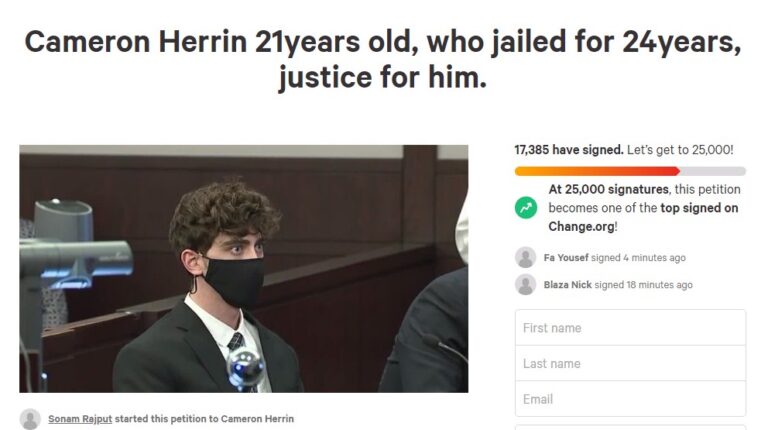 Thousands sign online petition supporting Cameron Herrin